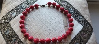 Collana girocollo perle rosse medie