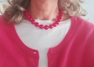 Collana girocollo perle rosse medie