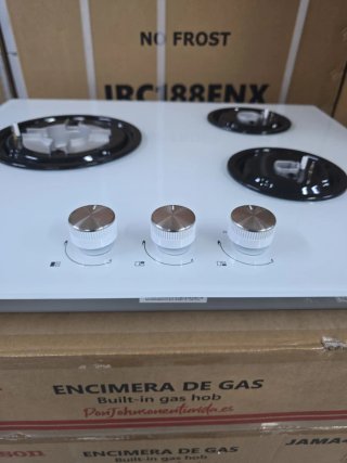 Placa de Gas Butano Blanca Cristal