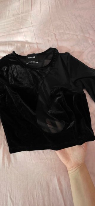 Top fiesta Bershka negro terciopelo