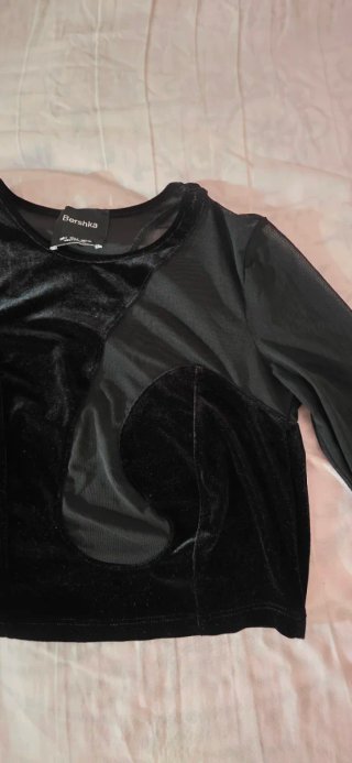 Top fiesta Bershka negro terciopelo