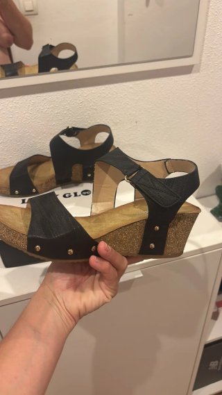 Sandalias cuña negras mujer talla 41