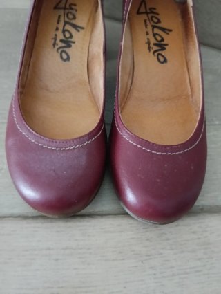 Yocono Zapatos de Piel Tacón Elegantes Rojo