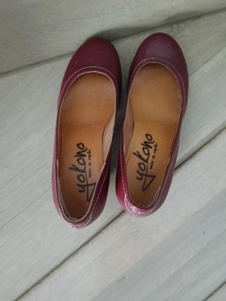 Yocono Zapatos de Piel Tacón Elegantes Rojo