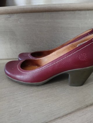 Yocono Zapatos de Piel Tacón Elegantes Rojo