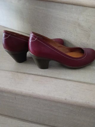 Yocono Zapatos de Piel Tacón Elegantes Rojo