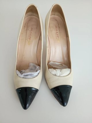 Zapatos tacón Malipió beige y negro talla 38