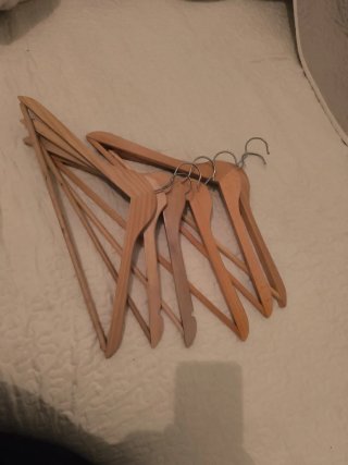 6 Perchas Madera Natural