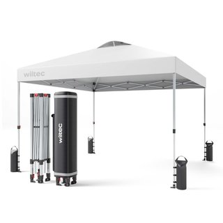 Wiltec | Gazebo pop-up blanco 3x3m con ruedas · Te