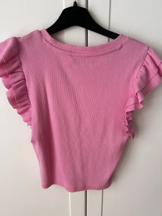 Camiseta Zara volantes rosa Talla M