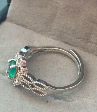 Anillo Plata Vintage Esmeralda y Circonitas