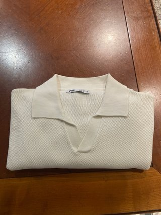 Jersey ZARA punto M/C piqué blanco Talla M