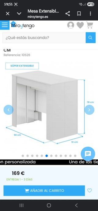 Mesa extensible blanca