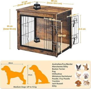 Jaula Perro Mediano Madera y Metal
