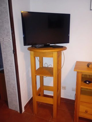 Mesa redonda madera con cristal