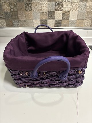 Cesta Mimbre Morada Forrada Tela