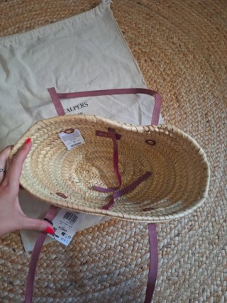 Capazo Lola Scalpers Rafia Beige/Rosa