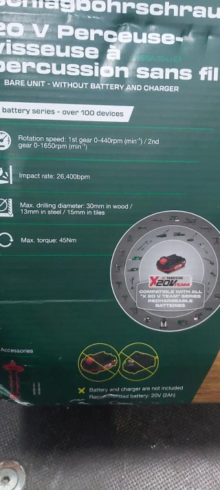 Parkside 20V Taladro Percutor Inalámbrico