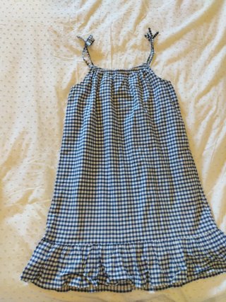 Vestido niña cuadros azul y blanco