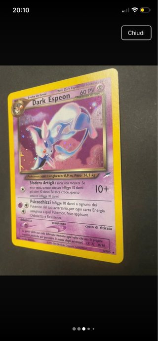 Carta Pokemon Dark Espeon 60 PV
