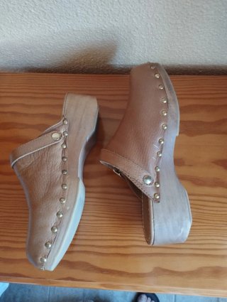 Zuecos Pedro Miralles Piel Madera Marrón