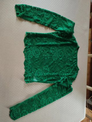 Blusa verde encaje manga larga