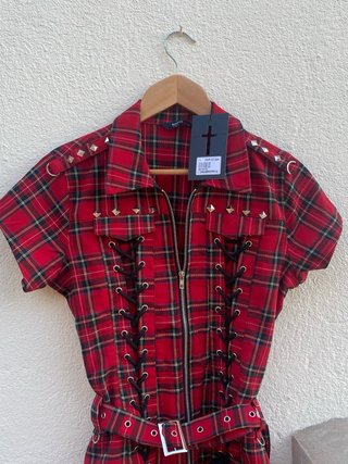 Vestido corto cuadros rojo sin estrenar
