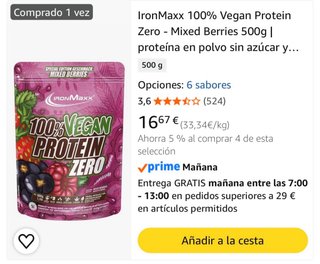 Proteína Vegana IronMaxx Mixed Berries 500g