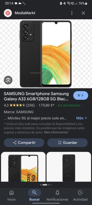 Samsung Galaxy A33 5G 128GB Negro