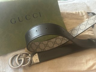 Cintura Gucci GG Supreme Canvas Pelle Nera