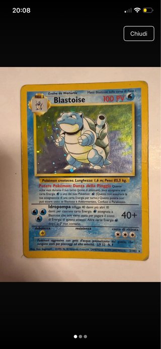 Carta Pokemon Blastoise 100 PV FASE 2