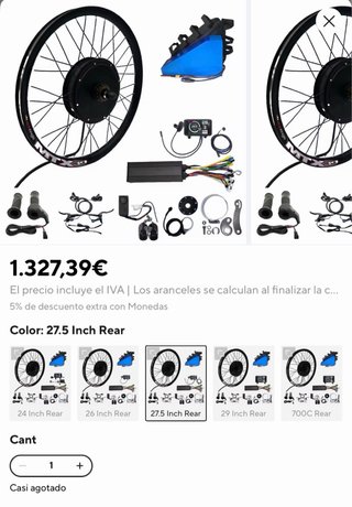 Kit Bicicleta Eléctrica Motor Rueda
