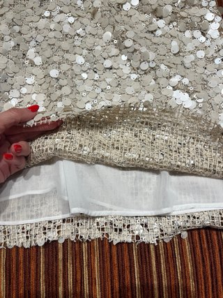 Top Zara lentejuelas y tul beige/dorado