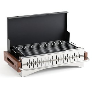 Barbacoa de carbón portátil con parrilla ajustable