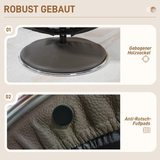 Sillón reclinable con pouf, respaldo ajustable, cu