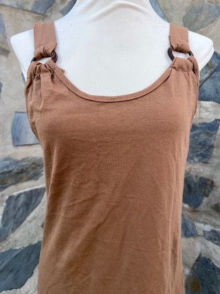 Vestido boho camel con flecos talla única