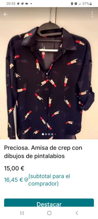 Camisa Crep Pintalabios Negra