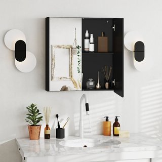 Armario de pared con espejo, con puertas dobles de