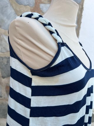 Camiseta tirantes Sense rayas azul y blanco
