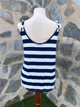 Camiseta tirantes Sense rayas azul y blanco