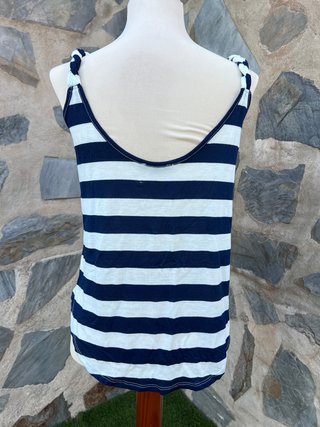Camiseta tirantes Sense rayas azul y blanco