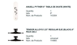 Tabla de skate con ejes y ruedas