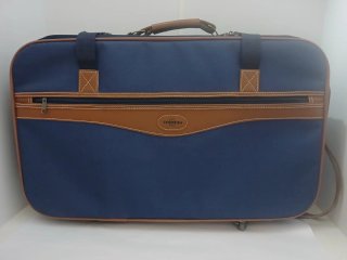 Maleta Vintage Stanton con Ruedas Azul/Marrón