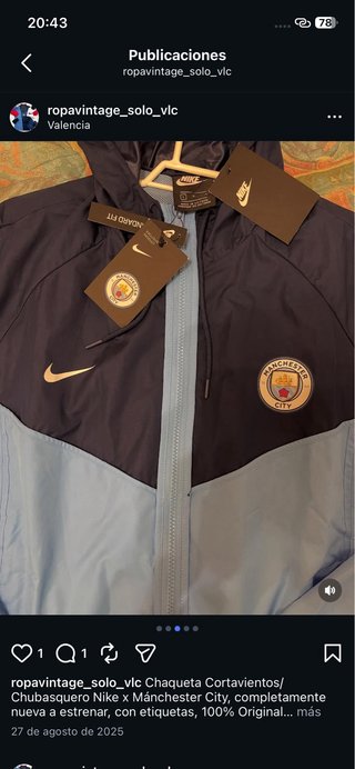 Chaqueta Nike Manchester City Talla S
