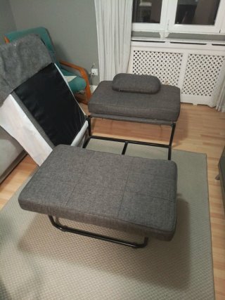 Divano letto grigio in tessuto
