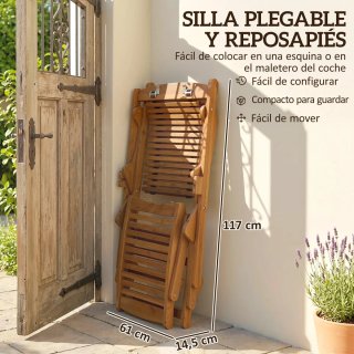 Tumbona/Silla Plegable Madera y Tela