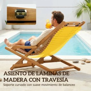 Tumbona/Silla Plegable Madera y Tela