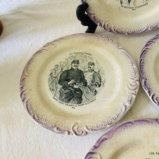 4 Platos antiguos Porcelaine Opaque de Gien Franci