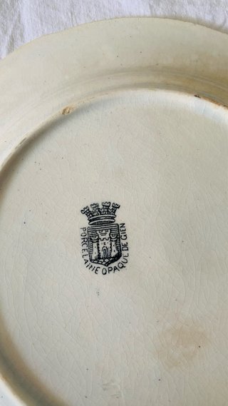 4 Platos antiguos Porcelaine Opaque de Gien Franci