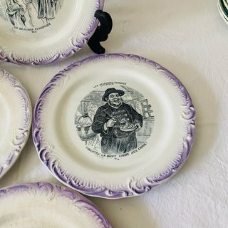4 Platos antiguos Porcelaine Opaque de Gien Franci